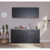 Respekta Küchenzeile KB150ESS  150 cm Schwarz-Eiche Sägerau