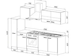 Respekta Küchenzeile KB240ESWC 240 cm Weiß-Eiche Glänzend