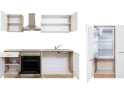 Respekta Küchenzeile KB300ESWC 300 cm Weiß-Eiche Sägerau Nachbildung