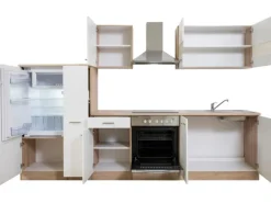 Respekta Küchenzeile KB300ESWC 300 cm Weiß-Eiche Sägerau Nachbildung