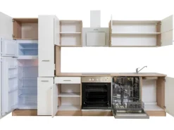 Respekta Küchenzeile KB310ESWCGKE 310 cm Weiß-Eiche Sägerau Nachbildung