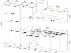 Respekta Küchenzeile KB310ESWCGKE 310 cm Weiß-Eiche Sägerau Nachbildung
