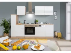 Respekta Küchenzeile KB250ESW 250 cm Weiß-Eiche