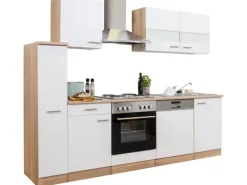 Respekta Küchenzeile KB250ESW 250 cm Weiß-Eiche