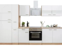 Respekta Küchenzeile KB300ESWCGKE 300 cm Weiß-Eiche Sägerau Nachbildung