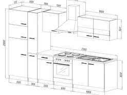 Respekta Küchenzeile KB300ESWCGKE 300 cm Weiß-Eiche Sägerau Nachbildung