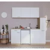 Respekta Küchenzeile KB180ESWC 180 cm Weiß-Eiche Sonoma Sägerau Nachbildung