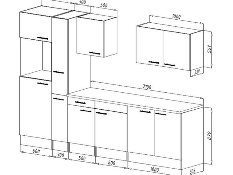 Respekta Küchenzeile KB300EYG 300 cm Grau Seidenglanz-Eiche York Nachbildung