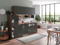 Respekta Küchenzeile KB225EYGMI 225 cm Grau-Eiche York Nachbildung