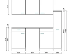 Respekta Küchenzeile KB180EYG 180 cm Grau-Eiche York Nachbildung