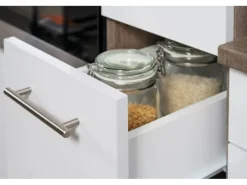 Respekta Küchenzeile KB310EYG 310 cm Grau Seidenglanz-Eiche York Nachbildung