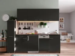 Respekta Küchenzeile KB225EYGC 225 cm Grau-Eiche York Nachbildung