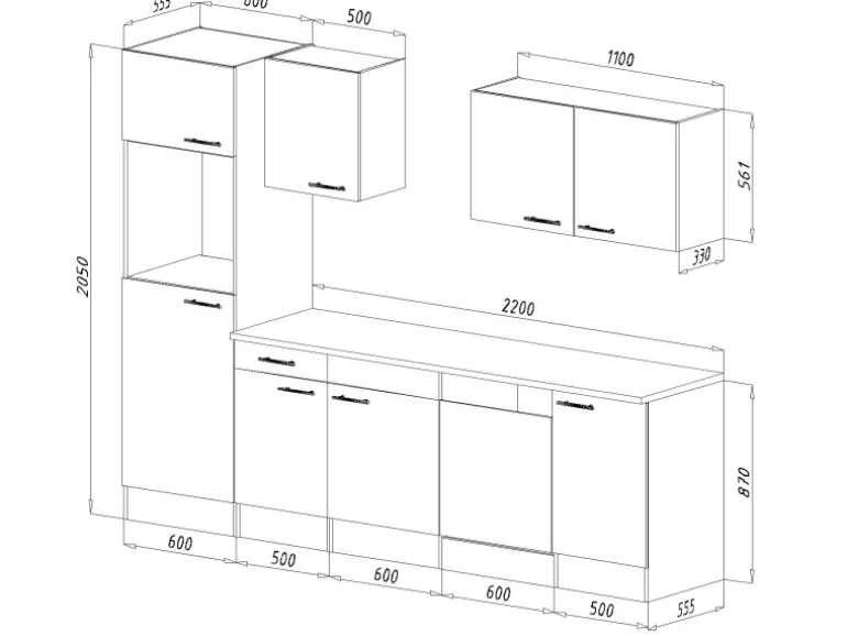 Respekta Küchenzeile KB280EYG 280 cm Grau Seidenglanz-Eiche York Nachbildung