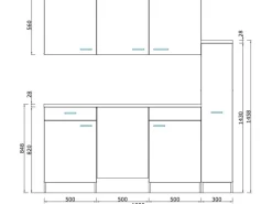 Respekta Küchenzeile KB180EYSMIC 180 cm Schwarz-Eiche York Nachbildung