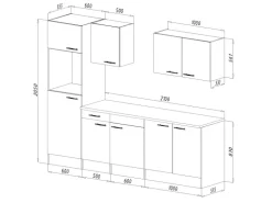 Respekta Küchenzeile KB270EYS 270 cm Schwarz Seidengl.-Eiche York Nachbildung