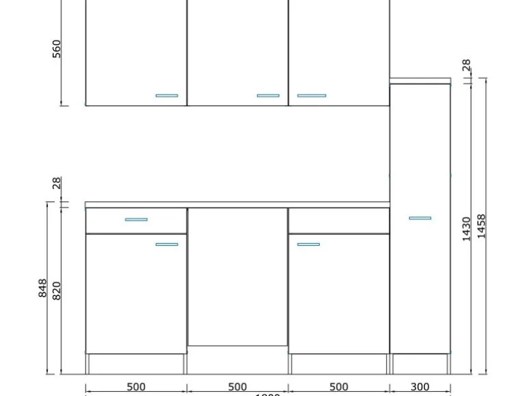 Respekta Küchenzeile KB180EYSC 180 cm Schwarz-Eiche York Nachbildung