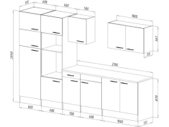 Respekta Küchenzeile KB330EYSMIGKE 330 cm Schwarz-Eiche York Nachbildung