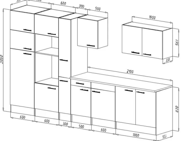 Respekta Küchenzeile KB360EYSMIGKE 360 cm Schwarz-Eiche York Nachbildung