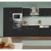 Respekta Küchenzeile KB340EYSMIGKE 340 cm Schwarz-Eiche York Nachbildung