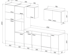 Respekta Küchenzeile KB340EYSMIGKE 340 cm Schwarz-Eiche York Nachbildung