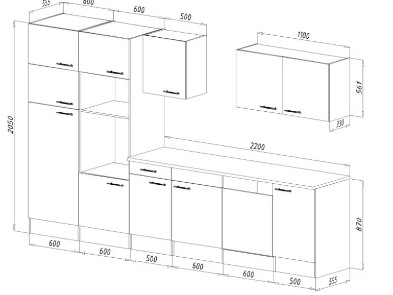 Respekta Küchenzeile KB340EYSMIGKE 340 cm Schwarz-Eiche York Nachbildung