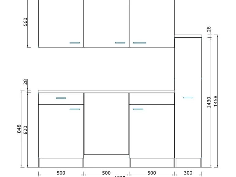 Respekta Küchenzeile KB180EYWMIC 180 cm Weiß-Eiche York Nachbildung
