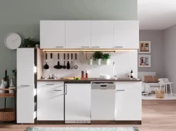 Respekta Küchenzeile KB225EYW 225 cm Weiß-Eiche York Nachbildung