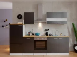 Respekta Küchenzeile KB270WG 270 cm Grau-Weiß