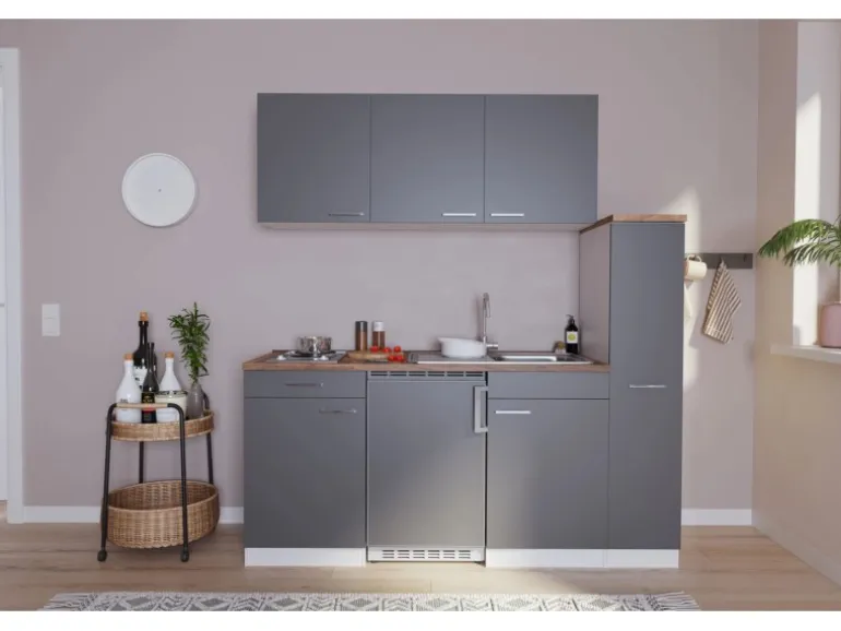 Respekta Küchenzeile KB180WG 180 cm Grau-Weiß