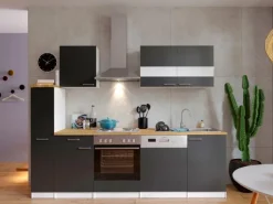 Respekta Küchenzeile KB250WG 250 cm Grau-Weiß