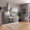 Respekta Küchenzeile KB240WG 240 cm Grau-Weiß