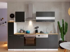 Respekta Küchenzeile KB250WGC 250 cm Grau-Weiß