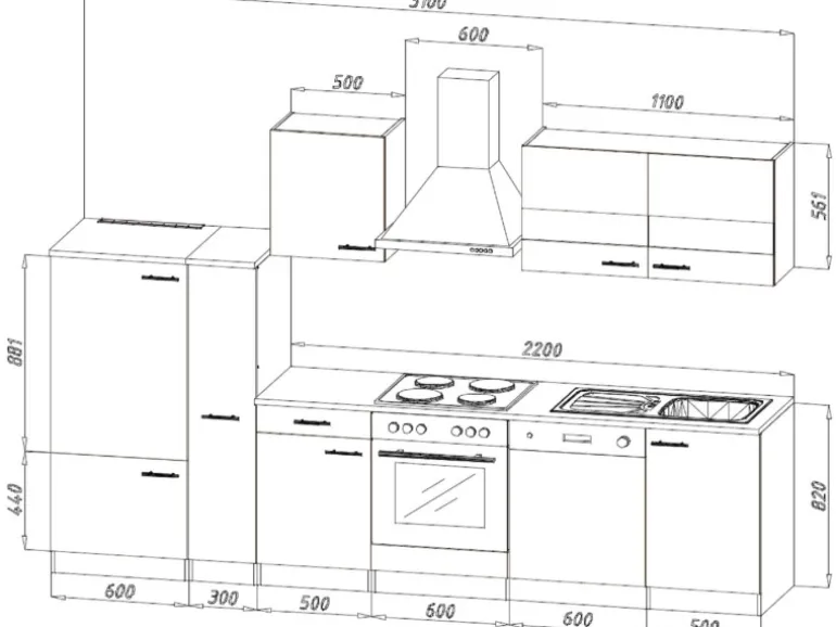 Respekta Küchenzeile KB310WGC 310 cm Grau-Weiß