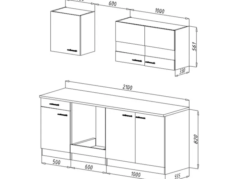 Respekta Küchenzeile KB210WGC 210 cm Grau-Weiß