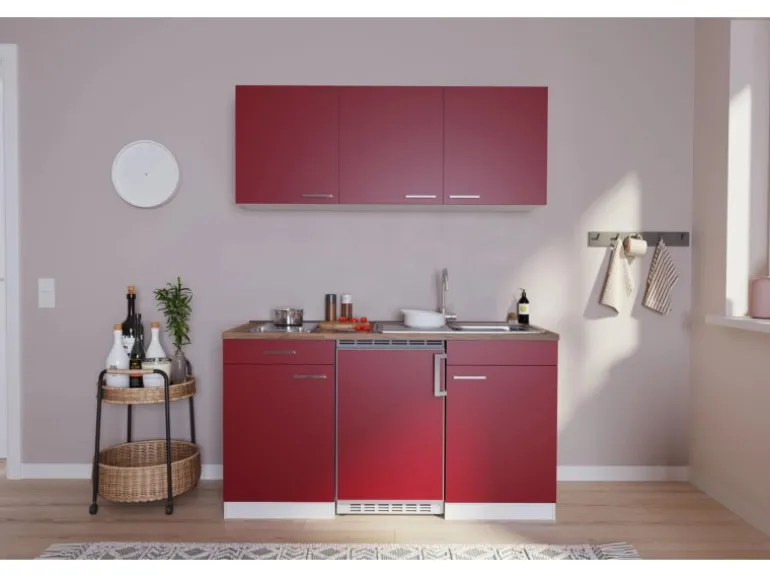 Respekta Küchenzeile KB150WRC 150 cm Rot-Weiß