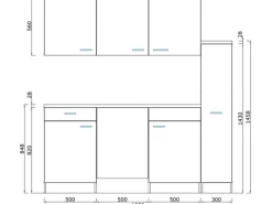 Respekta Küchenzeile KB150WRMI 150 cm Rot-Weiß Glänzend
