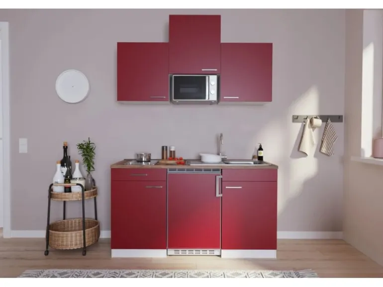 Respekta Küchenzeile KB150WRMIC 150 cm Rot-Weiß
