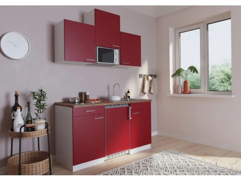Respekta Küchenzeile KB150WRMIC 150 cm Rot-Weiß
