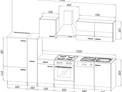 Respekta Küchenzeile KB310WS 310 cm Schwarz-Weiß