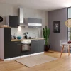 Respekta Küchenzeile KB240WS 240 cm Schwarz-Weiß