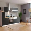 Respekta Küchenzeile KB250WSC 250 cm Schwarz-Weiß
