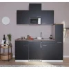 Respekta Küchenzeile KB180WSMIC 180 cm Schwarz-Weiß