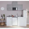 Respekta Küchenzeile KB180WWBMIG 180 cm Weiß-Beton Optik