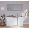 Respekta Küchenzeile KB150WWBG 150 cm Weiß-Beton Optik