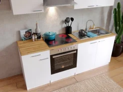 Respekta Küchenzeile KB210WWC 210 cm Weiß