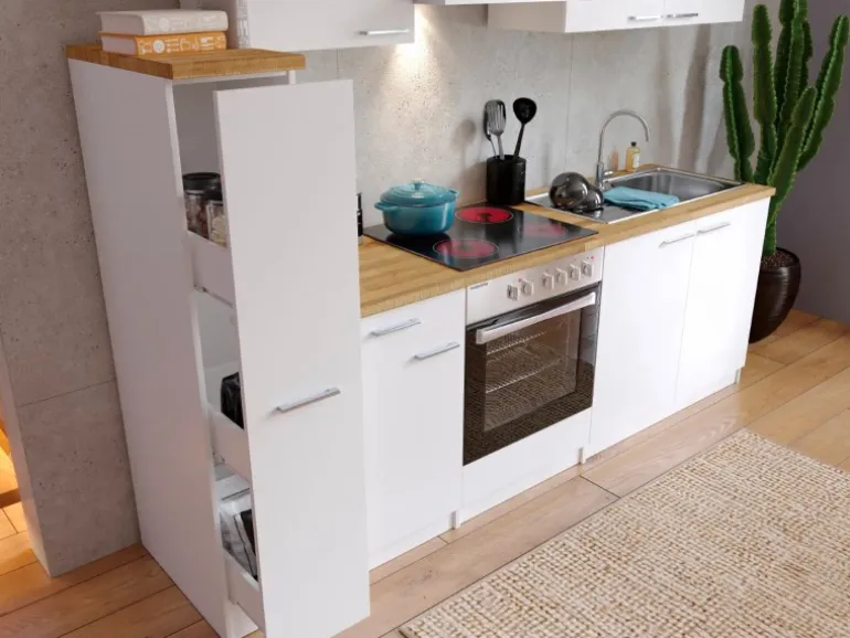 Respekta Küchenzeile KB240WWC 240 cm Weiß