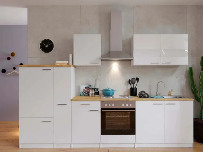 Respekta Küchenzeile ohne E-Geräte 300 cm Weiß