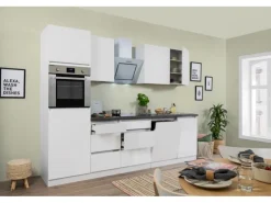 Respekta Küchenzeile ohne E-Geräte 280 cm Grifflos Weiß Matt