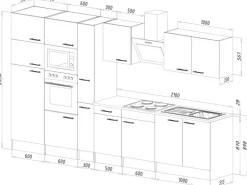 Respekta Küchenzeile ohne E-Geräte 360 cm Schwarz Seidengl.-Eiche York