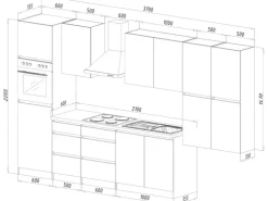 Respekta Küchenzeile ohne E-Geräte 370 cm Grifflos Weiß Matt-Eiche Sägerau